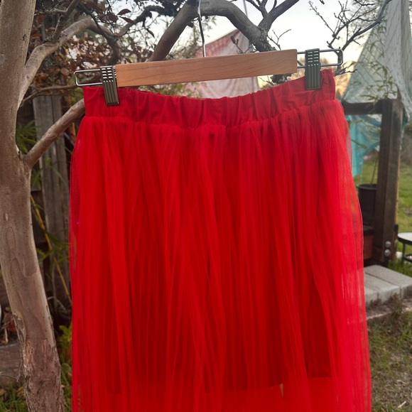 Red Tulle H&M Holiday Skirt - Picture 3 of 5